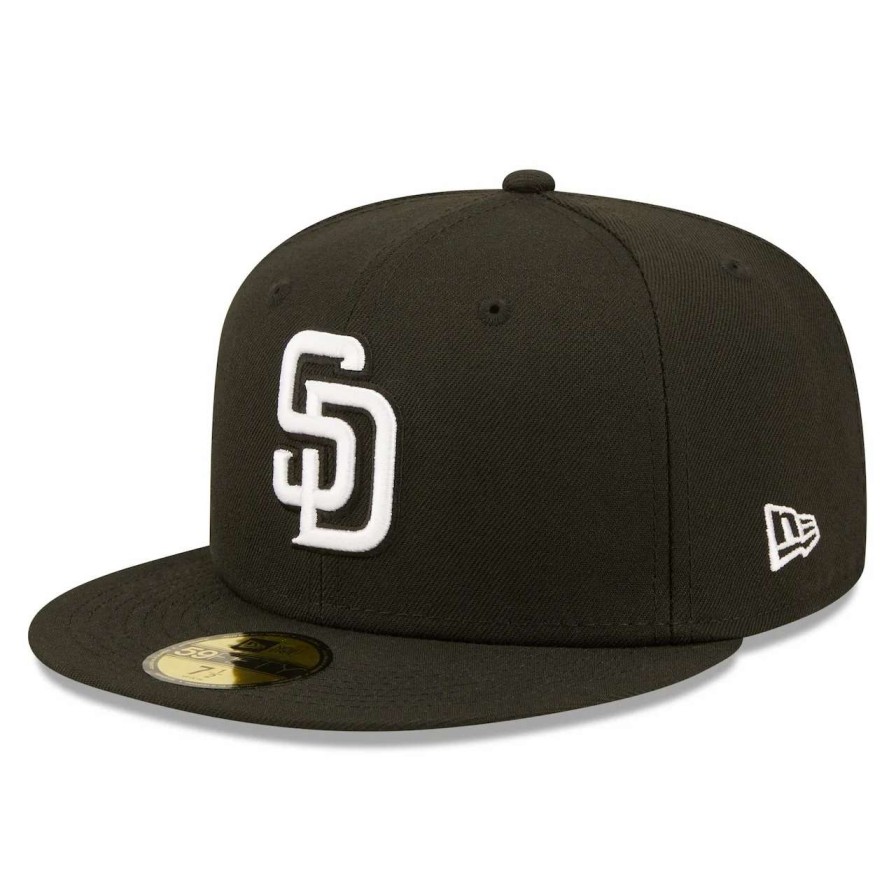 San Diego Padres Caps * | Men'S San Diego Padres New Era Black Team Logo 59Fifty Fitted Hat