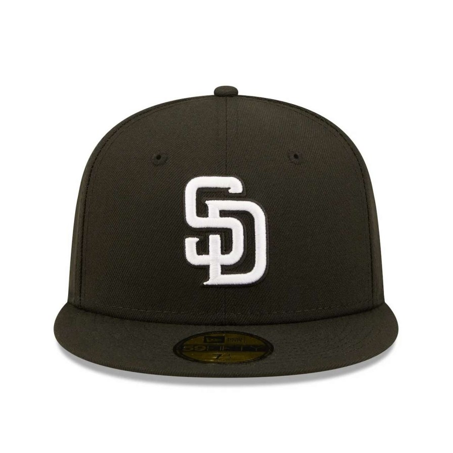 San Diego Padres Caps * | Men'S San Diego Padres New Era Black Team Logo 59Fifty Fitted Hat