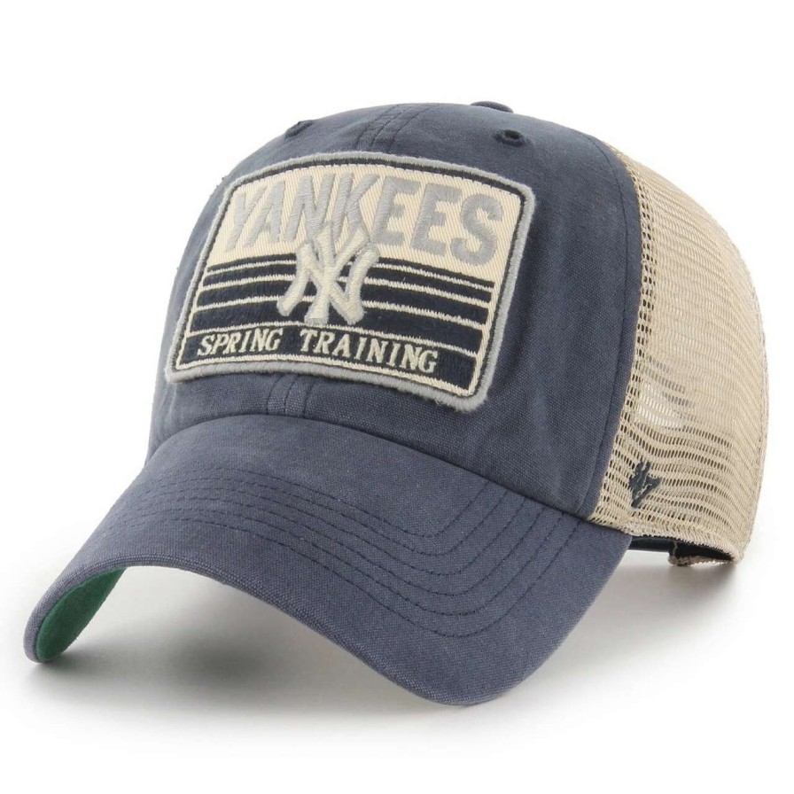 New York Yankees Caps * | Men'S New York Yankees '47 Navy/Tan Four Stroke Clean Up Trucker Snapback Hat