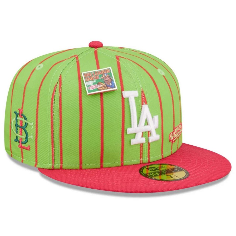 Los Angeles Dodgers Caps * | New Era X Big League Chew Men'S Los Angeles Dodgers New Era Pink/Green Mlb X Big League Chew Wild Pitch Watermelon Flavor Pack 59Fifty Fitted Hat