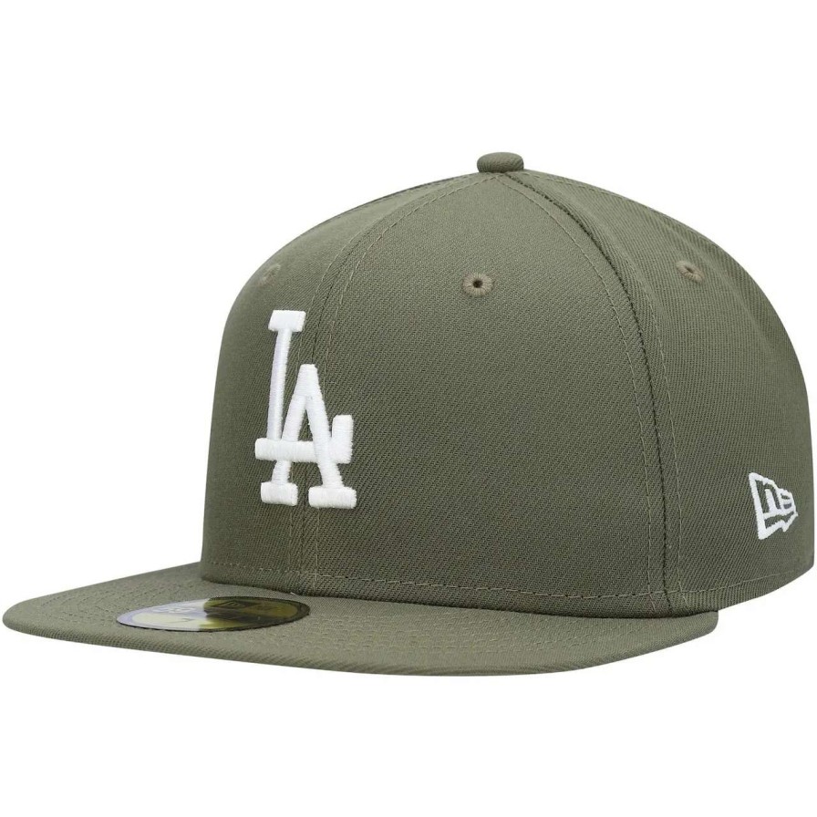 Los Angeles Dodgers Caps * | Men'S Los Angeles Dodgers New Era Olive White Logo 59Fifty Fitted Hat