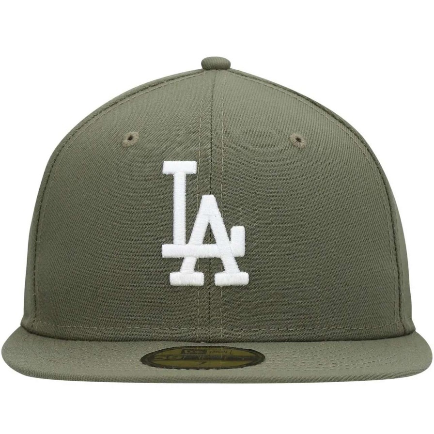 Los Angeles Dodgers Caps * | Men'S Los Angeles Dodgers New Era Olive White Logo 59Fifty Fitted Hat