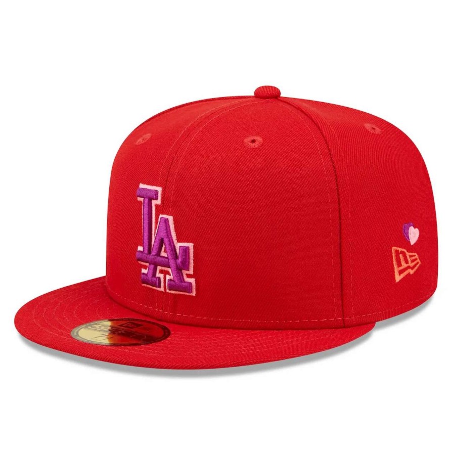 Los Angeles Dodgers Caps * | Men'S Los Angeles Dodgers New Era Red Purple Undervisor 59Fifty Fitted Hat