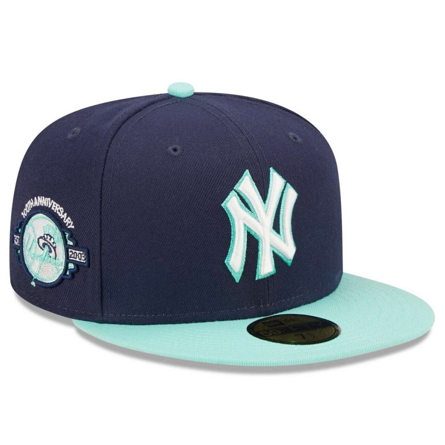 New York Yankees Caps * | Men'S New York Yankees New Era Navy 100Th Anniversary Team Uv 59Fifty Fitted Hat