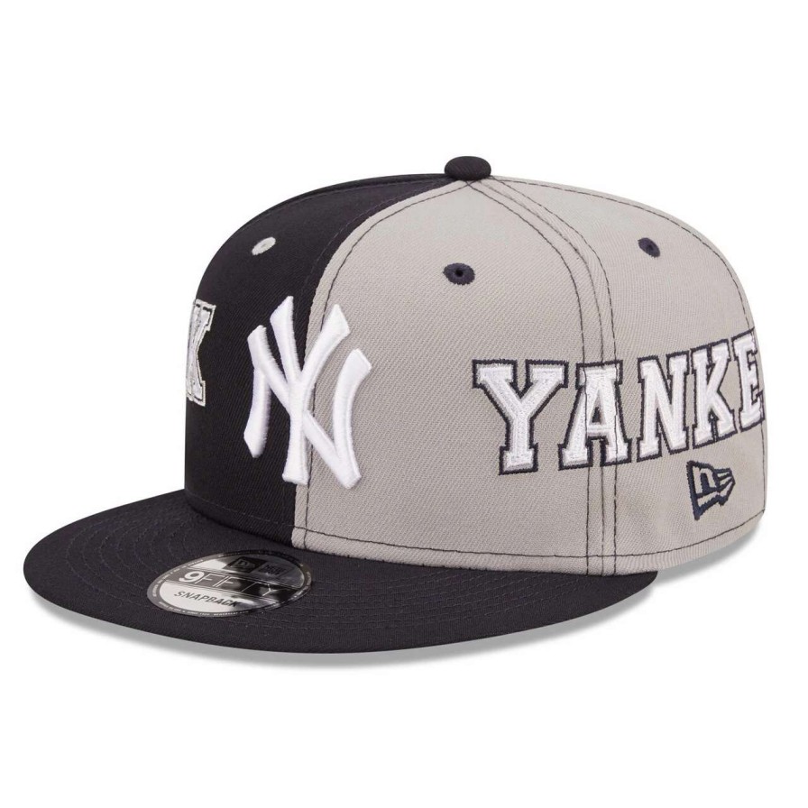 New York Yankees Caps * | Men'S New York Yankees New Era Navy/Gray Team Split 9Fifty Snapback Hat