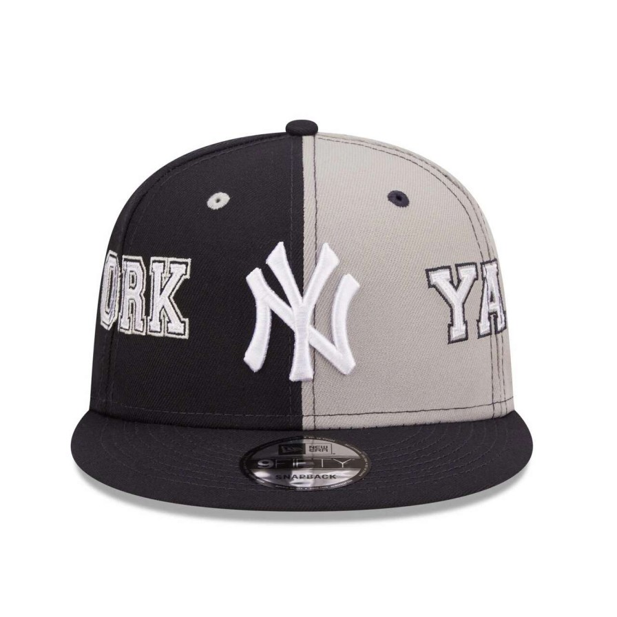 New York Yankees Caps * | Men'S New York Yankees New Era Navy/Gray Team Split 9Fifty Snapback Hat