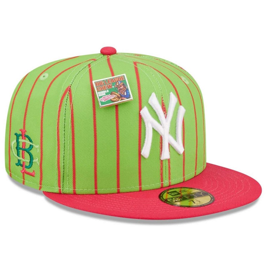 New York Yankees Caps * | New Era X Big League Chew Men'S New York Yankees New Era Pink/Green Mlb X Big League Chew Wild Pitch Watermelon Flavor Pack 59Fifty Fitted Hat