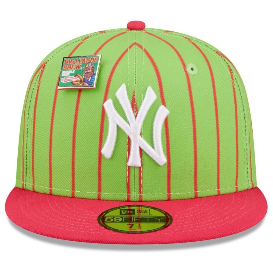 New York Yankees Caps * | New Era X Big League Chew Men'S New York Yankees New Era Pink/Green Mlb X Big League Chew Wild Pitch Watermelon Flavor Pack 59Fifty Fitted Hat