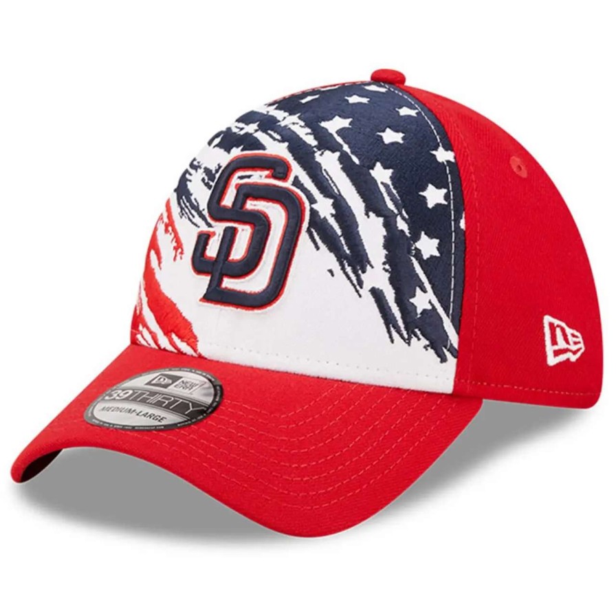 San Diego Padres Caps * | Men'S San Diego Padres New Era Red 2022 4Th Of July 39Thirty Flex Hat