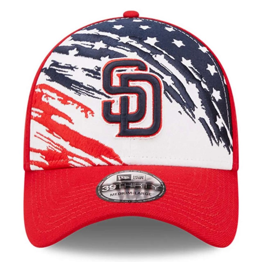 San Diego Padres Caps * | Men'S San Diego Padres New Era Red 2022 4Th Of July 39Thirty Flex Hat