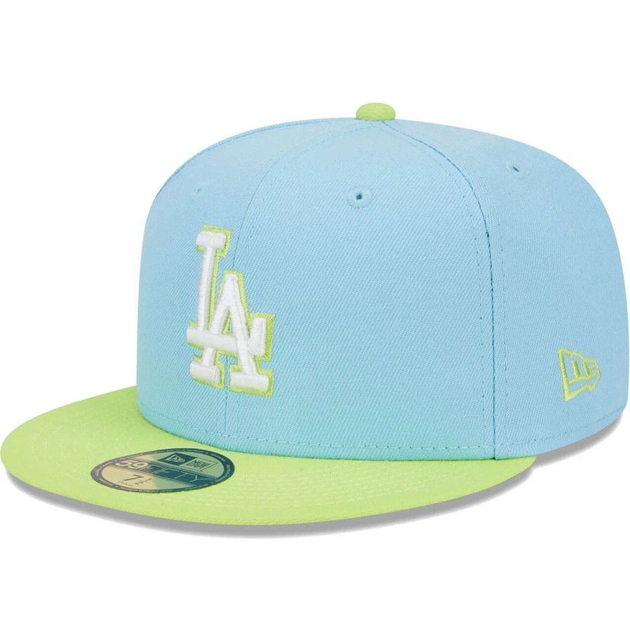 Los Angeles Dodgers Caps * | Men'S Los Angeles Dodgers New Era Light Blue/Neon Green Spring Color Two-Tone 59Fifty Fitted Hat