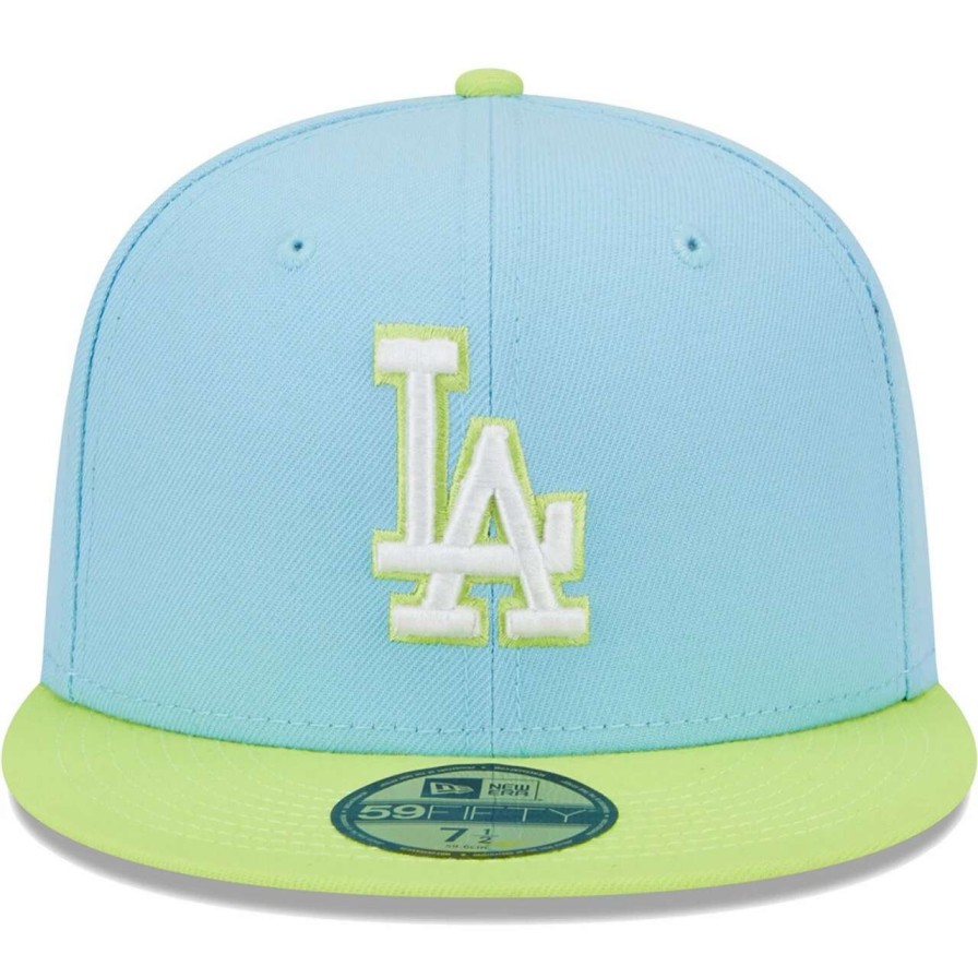 Los Angeles Dodgers Caps * | Men'S Los Angeles Dodgers New Era Light Blue/Neon Green Spring Color Two-Tone 59Fifty Fitted Hat