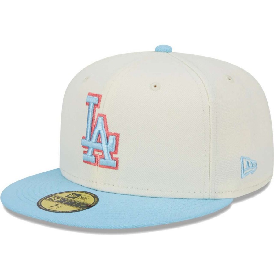 Los Angeles Dodgers Caps * | Men'S Los Angeles Dodgers New Era Cream/Light Blue Spring Color Two-Tone 59Fifty Fitted Hat