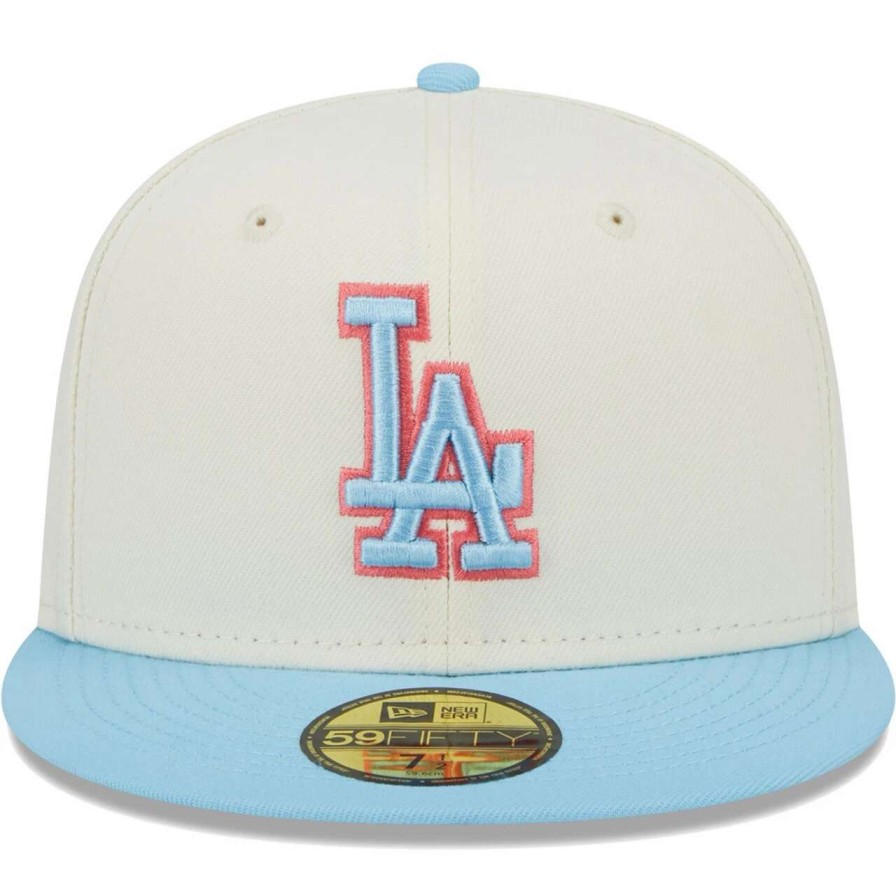 Los Angeles Dodgers Caps * | Men'S Los Angeles Dodgers New Era Cream/Light Blue Spring Color Two-Tone 59Fifty Fitted Hat