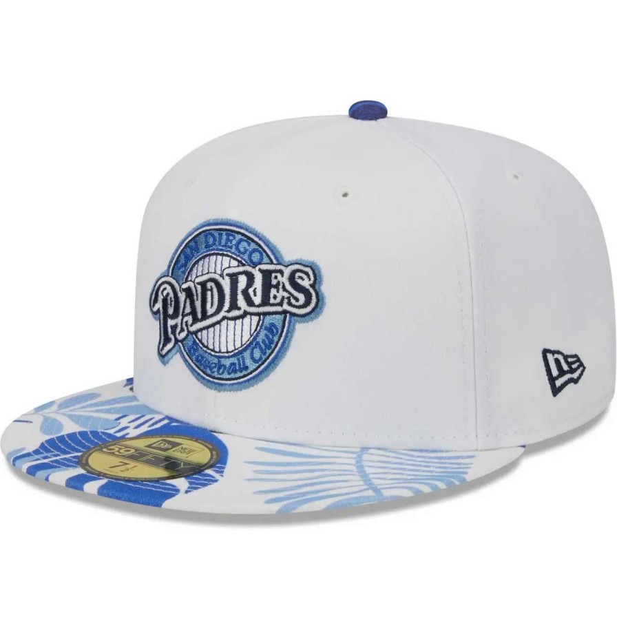 San Diego Padres Caps * | Men'S San Diego Padres New Era White/Blue Flamingo 59Fifty Fitted Hat