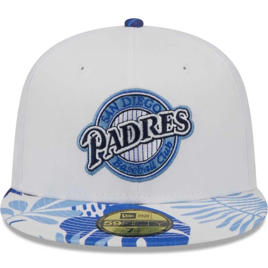 San Diego Padres Caps * | Men'S San Diego Padres New Era White/Blue Flamingo 59Fifty Fitted Hat