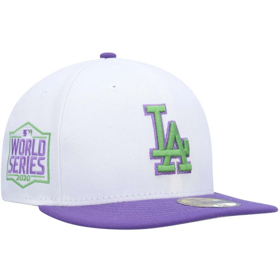 Los Angeles Dodgers Caps * | Men'S Los Angeles Dodgers New Era White 2020 World Series Side Patch 59Fifty Fitted Hat