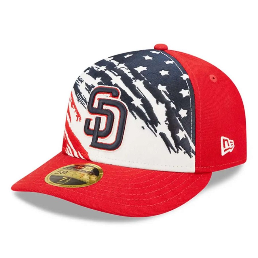 San Diego Padres Caps * | Men'S San Diego Padres New Era Red 2022 4Th Of July Low Profile 59Fifty Fitted Hat