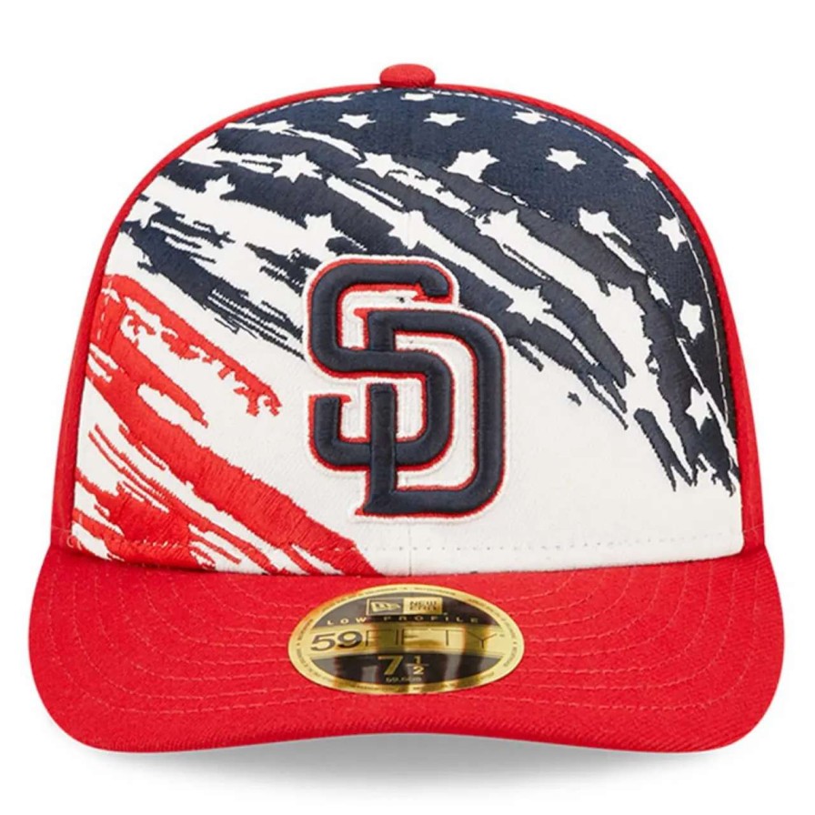 San Diego Padres Caps * | Men'S San Diego Padres New Era Red 2022 4Th Of July Low Profile 59Fifty Fitted Hat