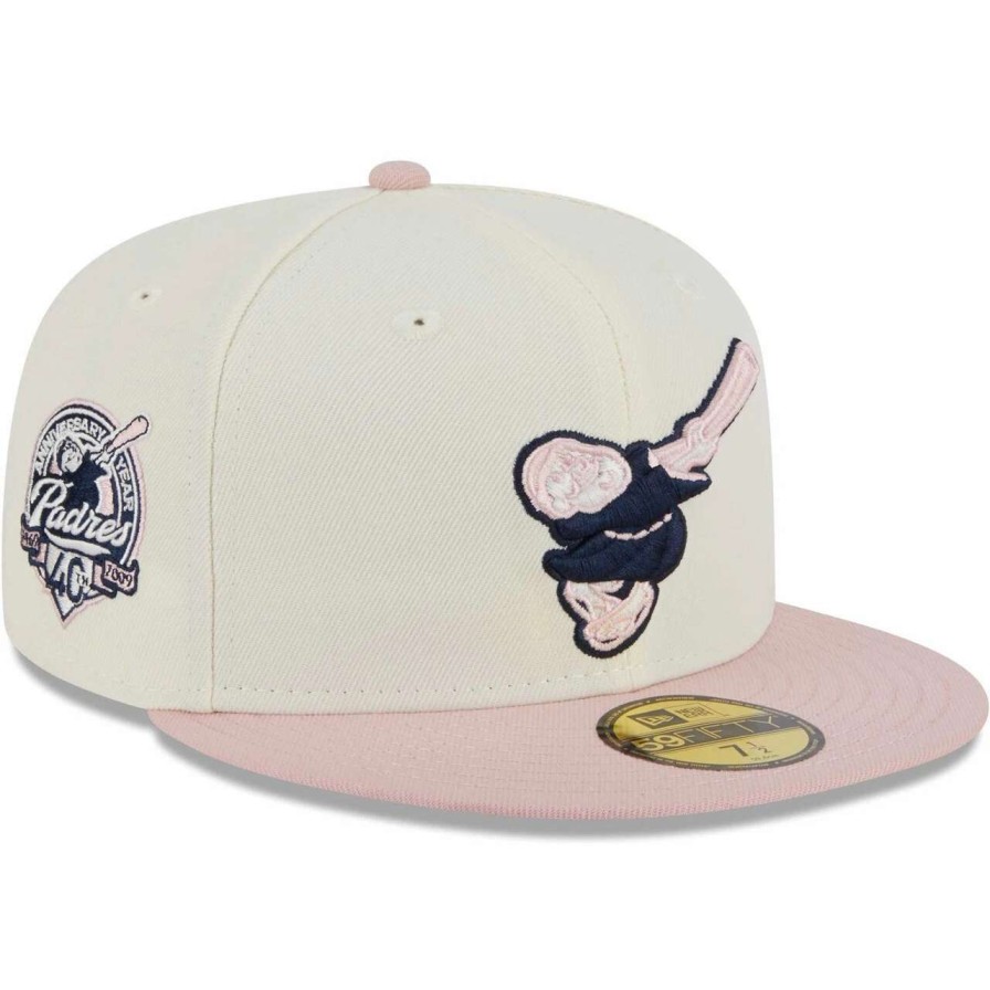 San Diego Padres Caps * | Men'S San Diego Padres New Era White/Pink Chrome Rogue 59Fifty Fitted Hat