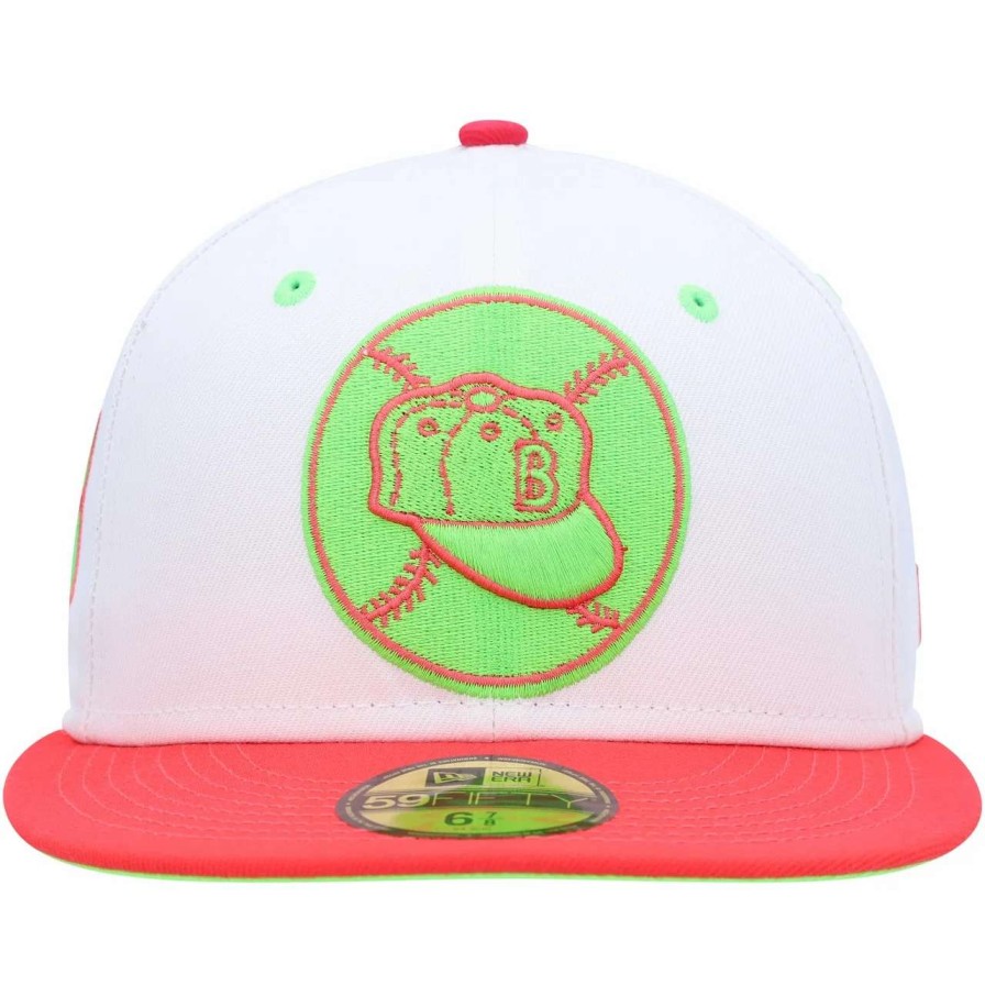 Los Angeles Dodgers Caps * | Men'S Brooklyn Dodgers New Era White/Coral Cooperstown Collection 1955 World Series Strawberry Lolli 59Fifty Fitted Hat