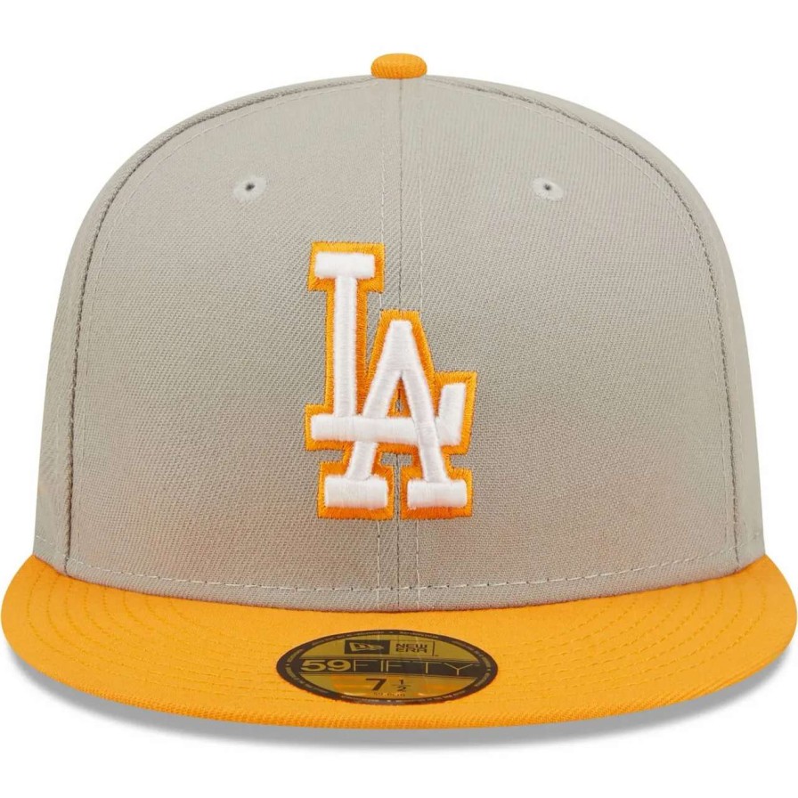 Los Angeles Dodgers Caps * | Men'S Los Angeles Dodgers New Era Gray/Orange 2020 World Series Cooperstown Collection Undervisor 59Fifty Fitted Hat