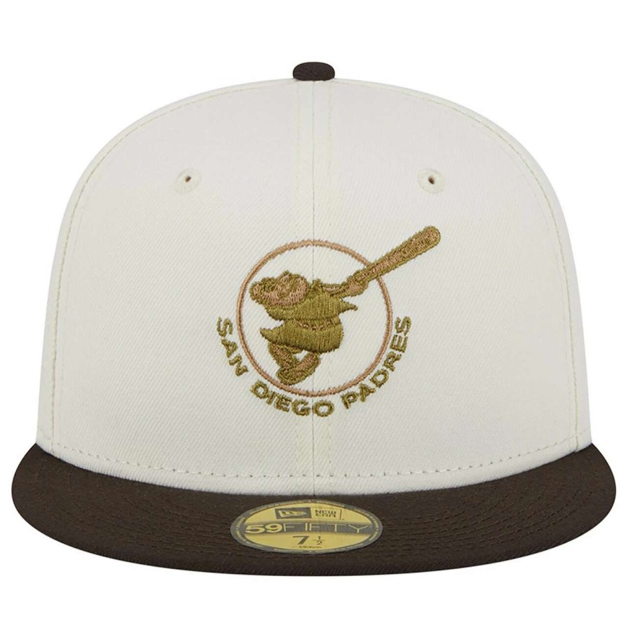 San Diego Padres Caps * | Men'S San Diego Padres New Era White/Brown 25Th Team Anniversary 59Fifty Fitted Hat