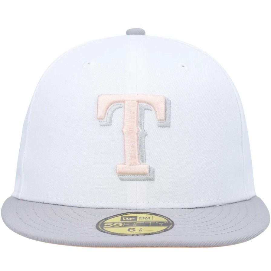 Texas Rangers Caps * | Men'S Texas Rangers New Era White/Gray 2010 World Series Side Patch Undervisor 59Fifty Fitted Hat