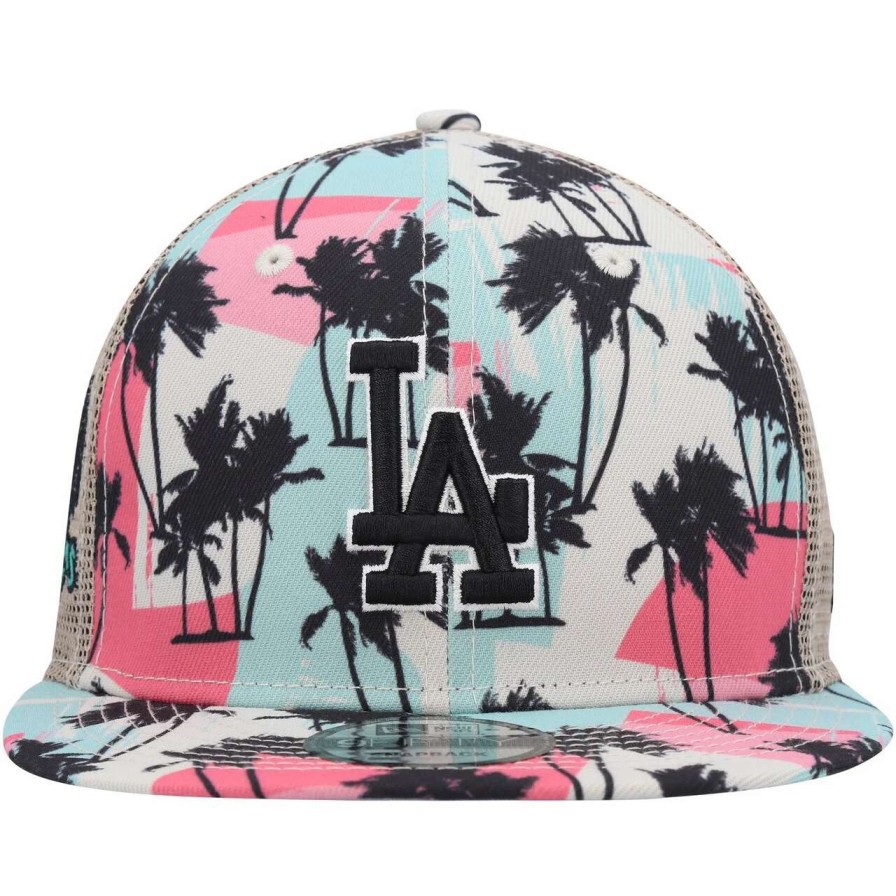 Los Angeles Dodgers Caps * | Men'S Los Angeles Dodgers New Era Natural Retro Beachin' Trucker 9Fifty Snapback Hat