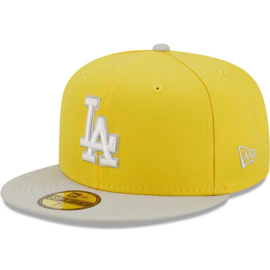 Los Angeles Dodgers Caps * | Men'S Los Angeles Dodgers New Era Yellow/Gray Spring Color Pack Two-Tone 59Fifty Fitted Hat