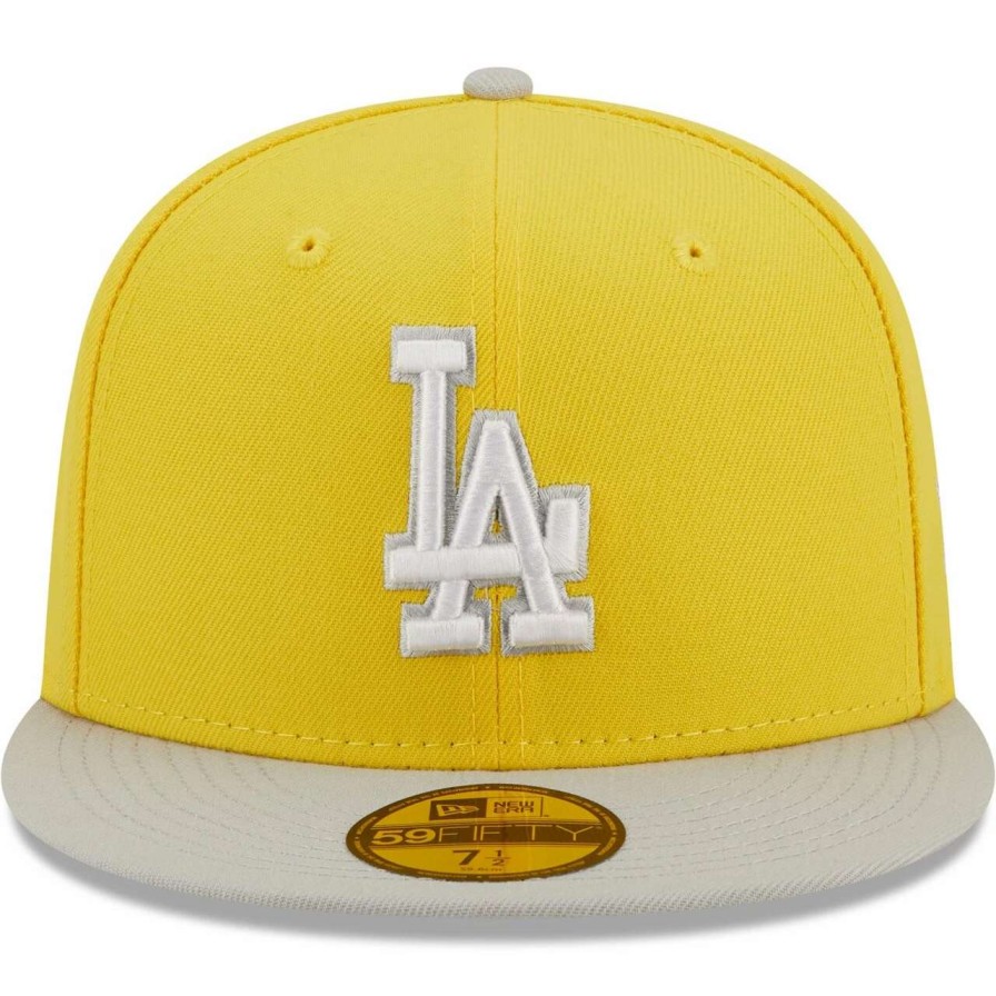 Los Angeles Dodgers Caps * | Men'S Los Angeles Dodgers New Era Yellow/Gray Spring Color Pack Two-Tone 59Fifty Fitted Hat