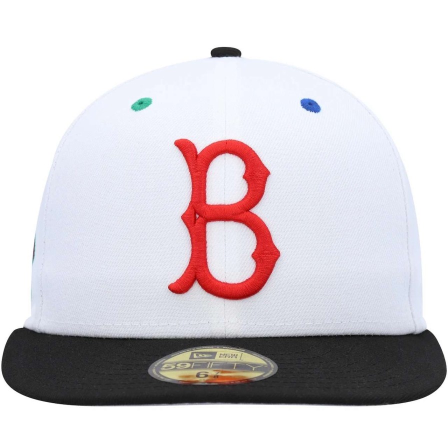 Los Angeles Dodgers Caps * | Men'S Brooklyn Dodgers New Era White/Black Cooperstown Collection Primary Eye 59Fifty Fitted Hat