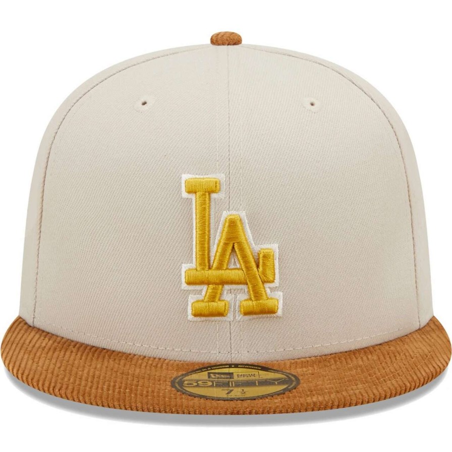 Los Angeles Dodgers Caps * | Men'S Los Angeles Dodgers New Era Cream/Brown Corduroy Visor 59Fifty Fitted Hat