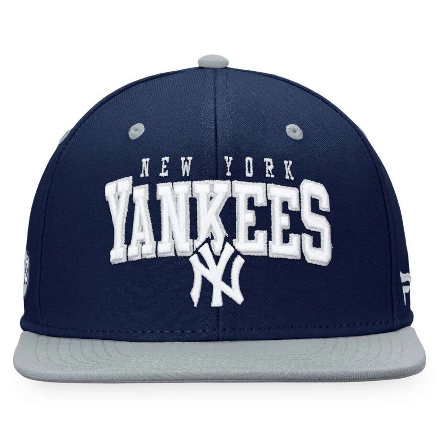 New York Yankees Caps * | Men'S New York Yankees Fanatics Branded Navy/Gray Iconic Lock Up Snapback Hat