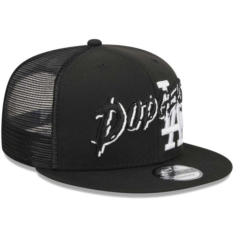 Los Angeles Dodgers Caps * | Men'S Los Angeles Dodgers New Era Black Street Trucker 9Fifty Snapback Hat