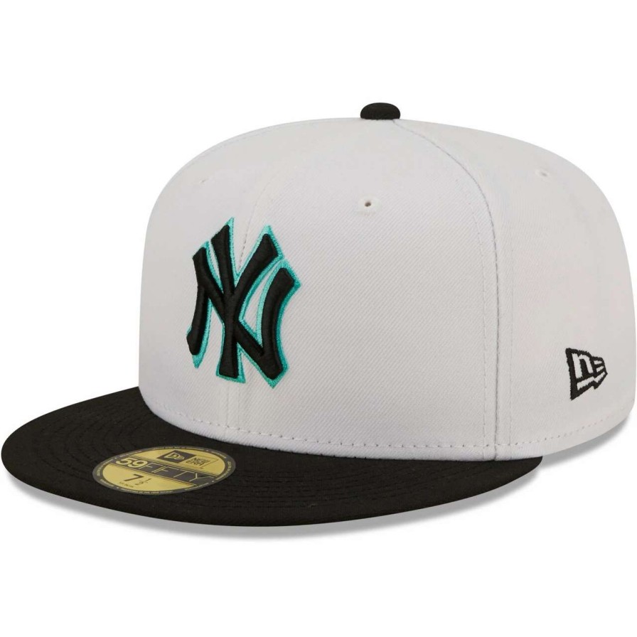 New York Yankees Caps * | Men'S New York Yankees New Era White/Black Spring Color Pack Two-Tone 59Fifty Fitted Hat