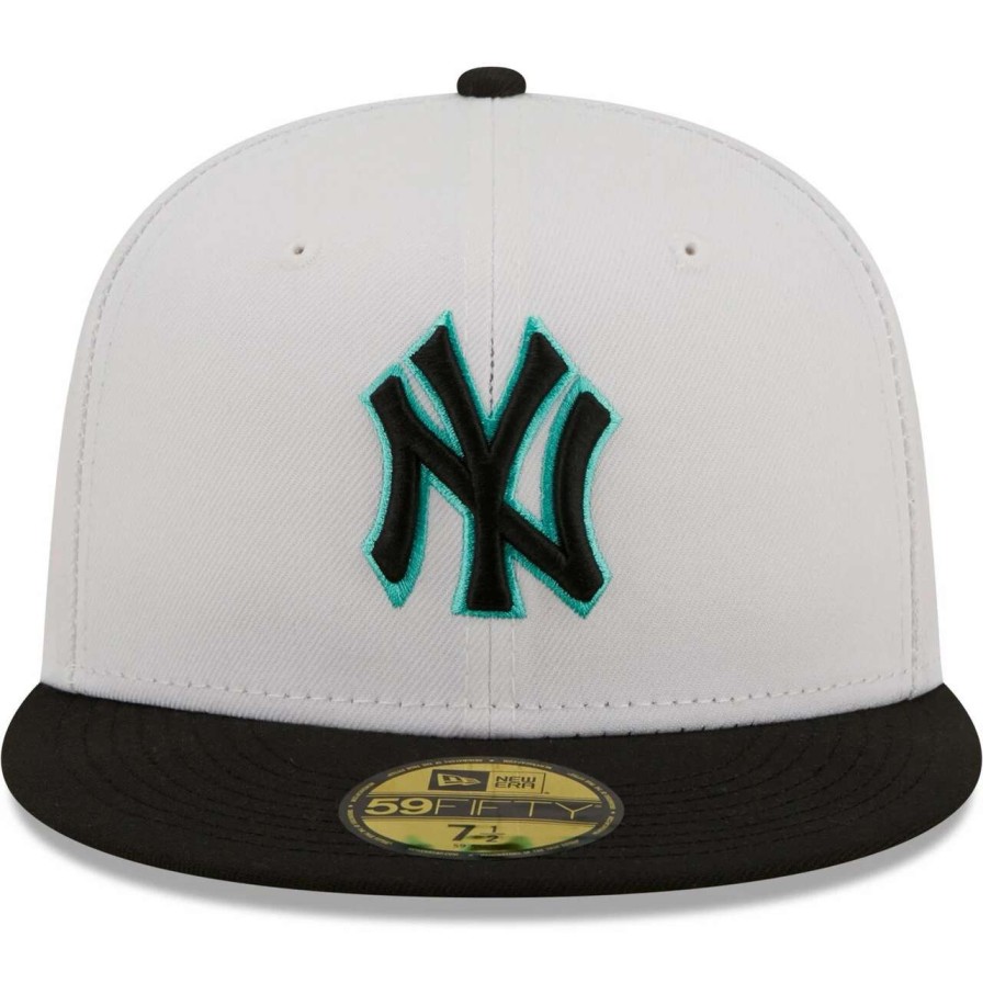 New York Yankees Caps * | Men'S New York Yankees New Era White/Black Spring Color Pack Two-Tone 59Fifty Fitted Hat