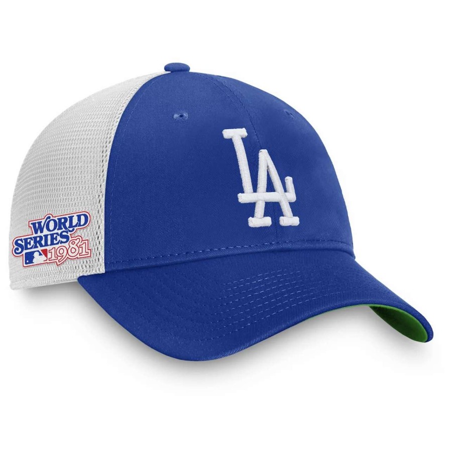 Los Angeles Dodgers Caps * | Men'S Los Angeles Dodgers Fanatics Branded Royal/White 1981 World Series Patch Team Trucker Snapback Hat