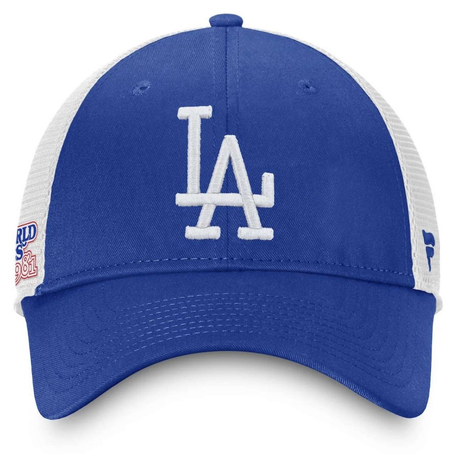 Los Angeles Dodgers Caps * | Men'S Los Angeles Dodgers Fanatics Branded Royal/White 1981 World Series Patch Team Trucker Snapback Hat