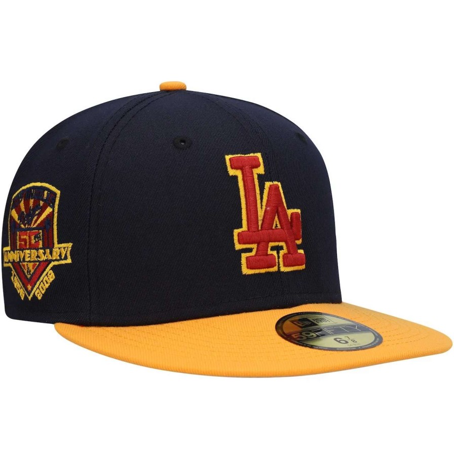 Los Angeles Dodgers Caps * | Men'S Los Angeles Dodgers New Era Navy/Gold Primary Logo 59Fifty Fitted Hat