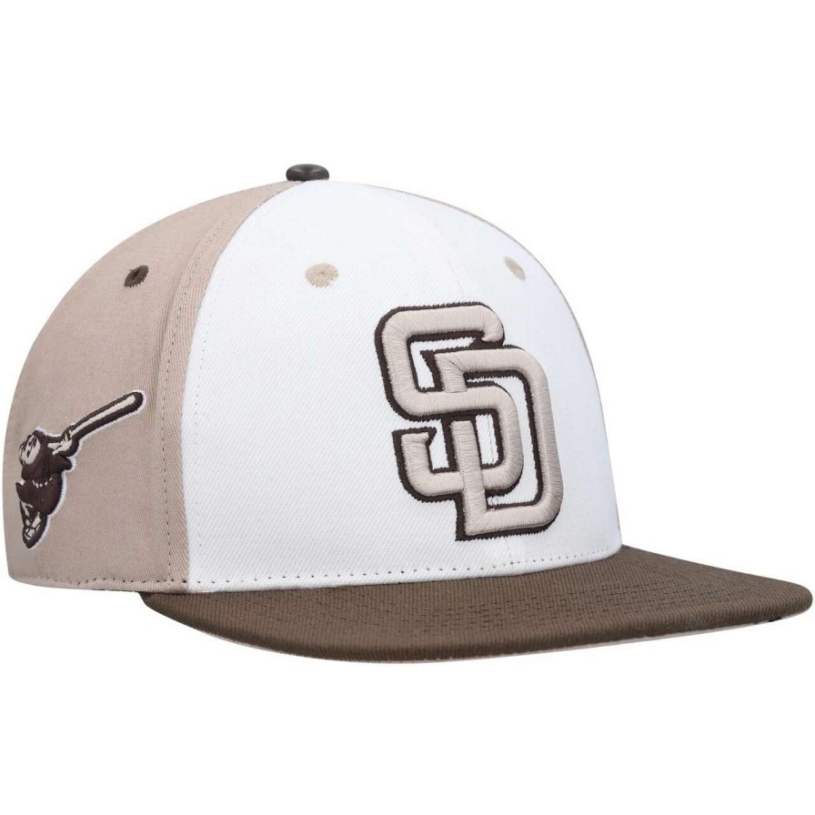 San Diego Padres Caps * | Men'S San Diego Padres Pro Standard White/Brown Chocolate Ice Cream Drip Snapback Hat