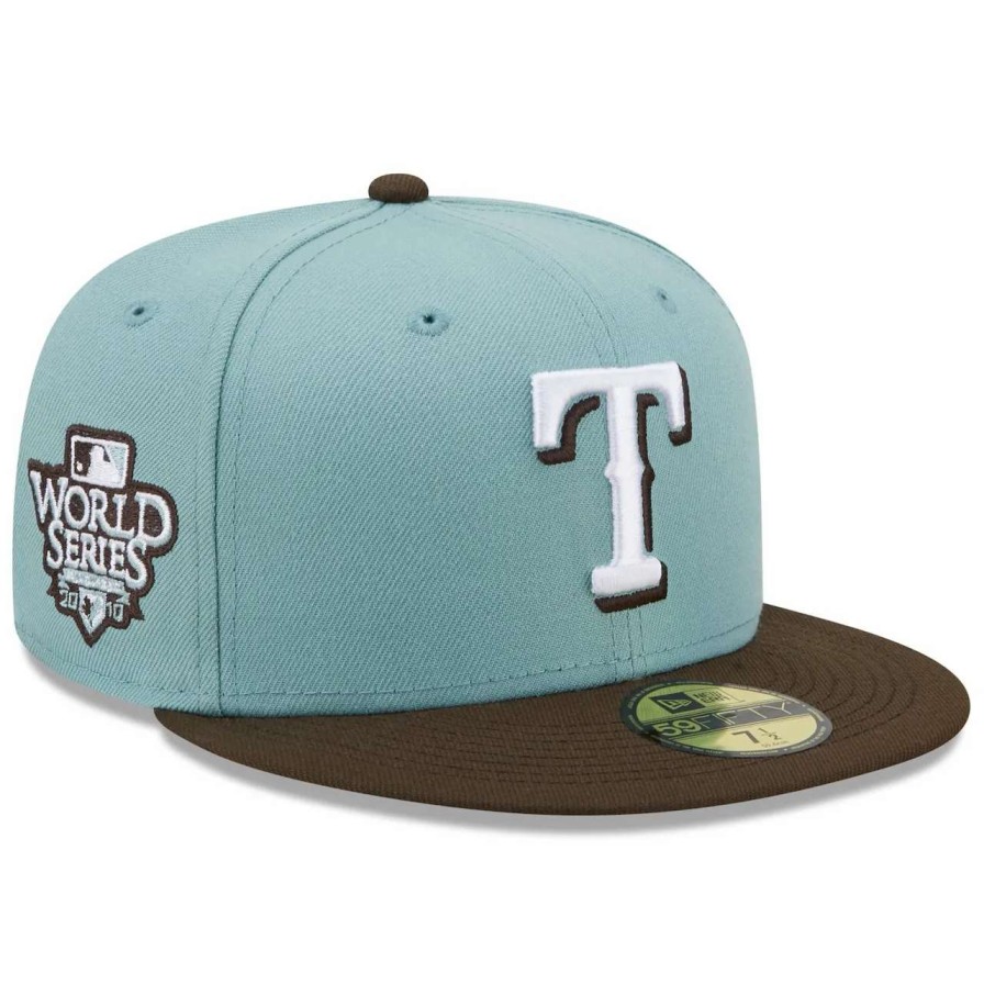 Texas Rangers Caps * | Men'S Texas Rangers New Era Light Blue/Brown 2010 World Series Beach Kiss 59Fifty Fitted Hat