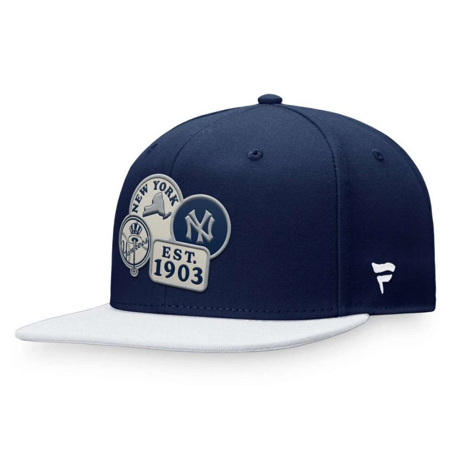 New York Yankees Caps * | Men'S New York Yankees Fanatics Branded Navy/White Heritage Patch Fitted Hat