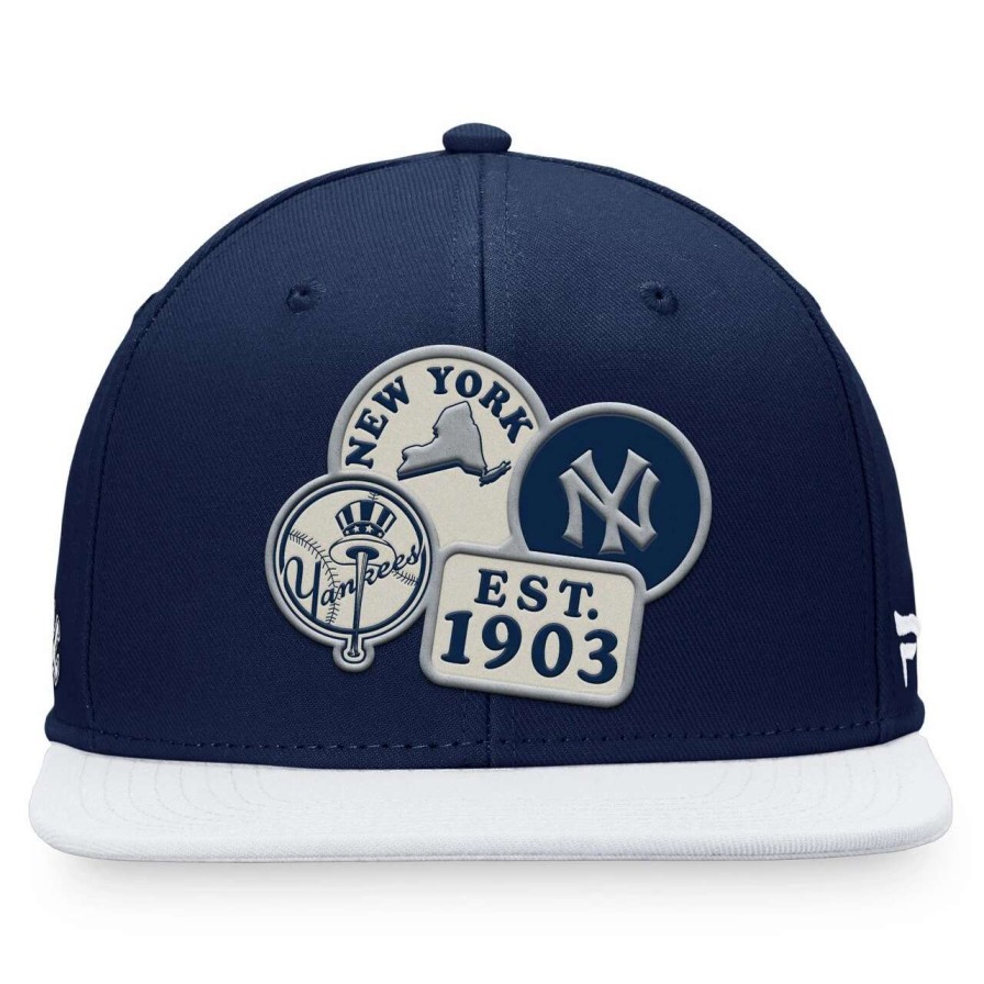 New York Yankees Caps * | Men'S New York Yankees Fanatics Branded Navy/White Heritage Patch Fitted Hat