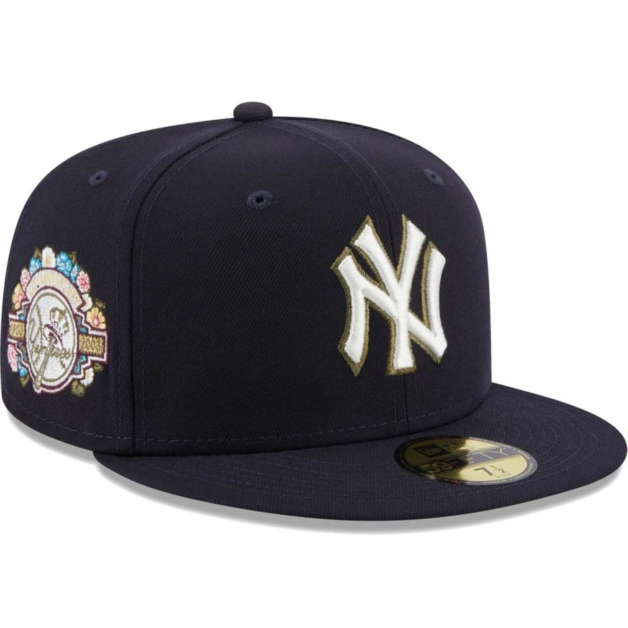 New York Yankees Caps * | Men'S New York Yankees New Era Navy 100Th Anniversary Spring Training Botanical 59Fifty Fitted Hat