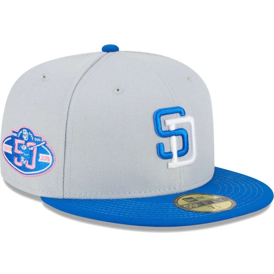 San Diego Padres Caps * | Men'S San Diego Padres New Era Gray/Blue Dolphin 59Fifty Fitted Hat