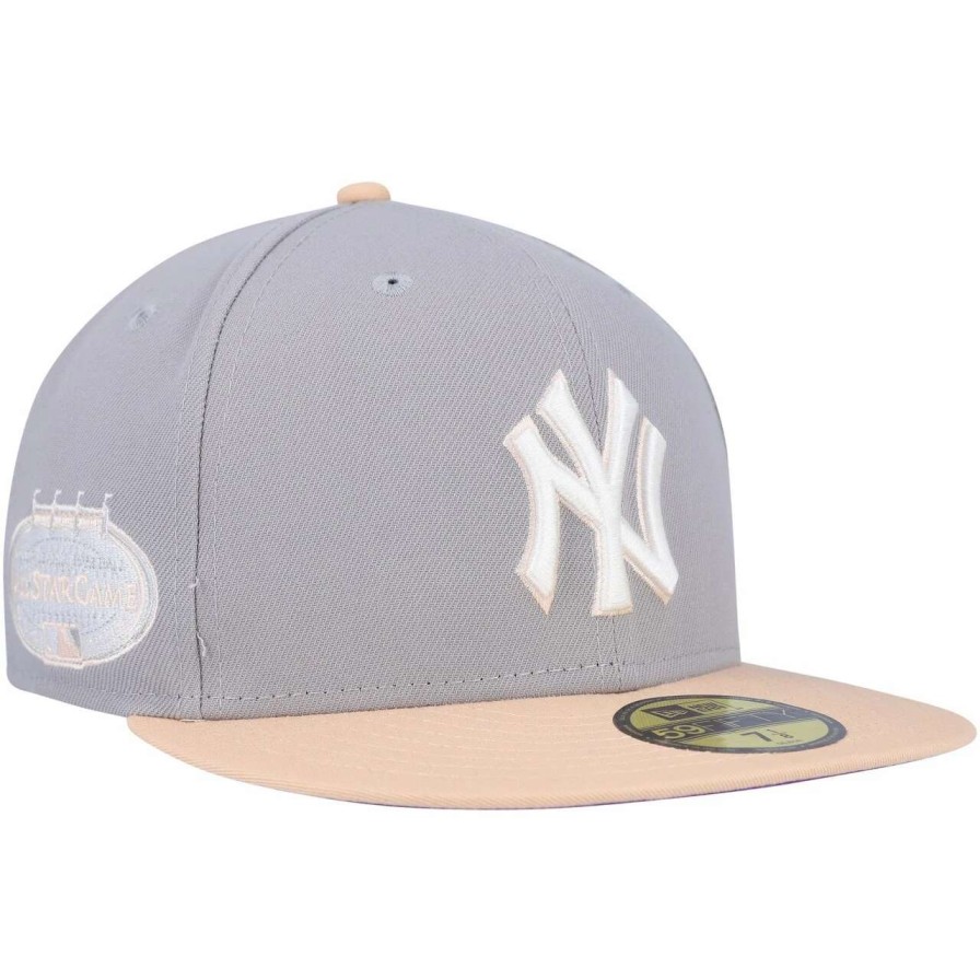 New York Yankees Caps * | Men'S New York Yankees New Era Gray/Peach 2008 Mlb All-Star Game Purple Undervisor 59Fifty Fitted Hat