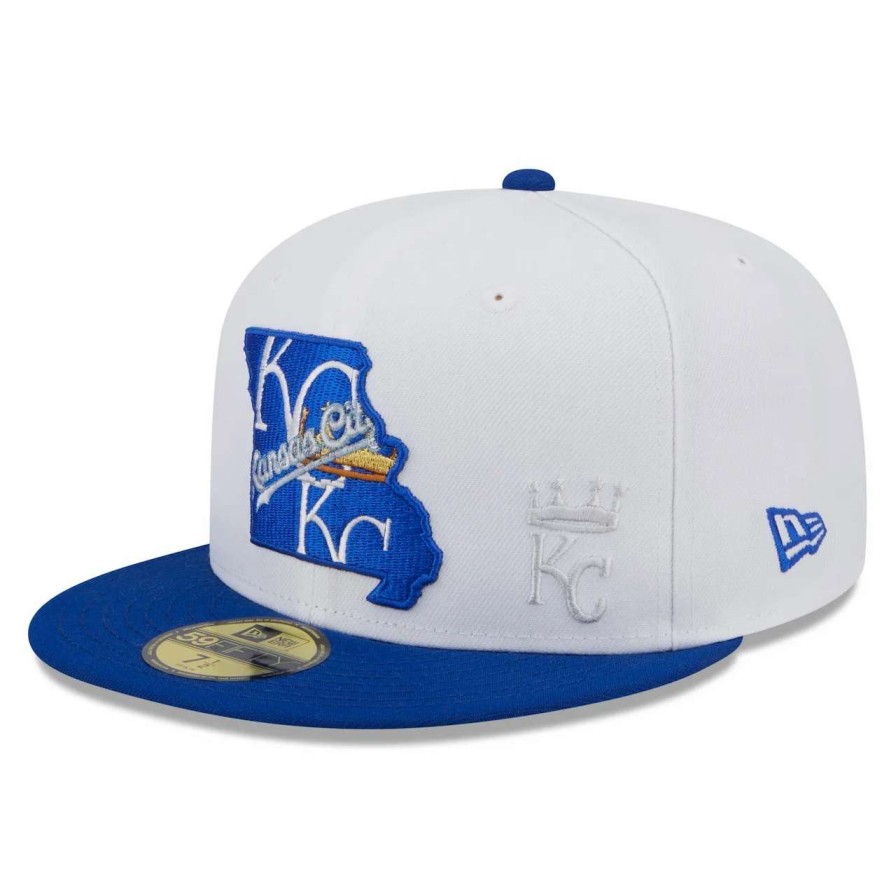 Kansas City Royals Caps * | Men'S Kansas City Royals New Era White/Royal State 59Fifty Fitted Hat