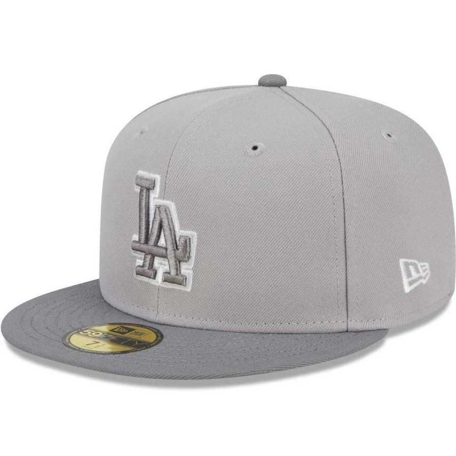 Los Angeles Dodgers Caps * | Men'S Los Angeles Dodgers New Era Gray Green Undervisor 59Fifty Fitted Hat