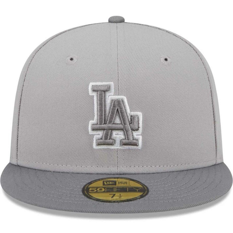 Los Angeles Dodgers Caps * | Men'S Los Angeles Dodgers New Era Gray Green Undervisor 59Fifty Fitted Hat